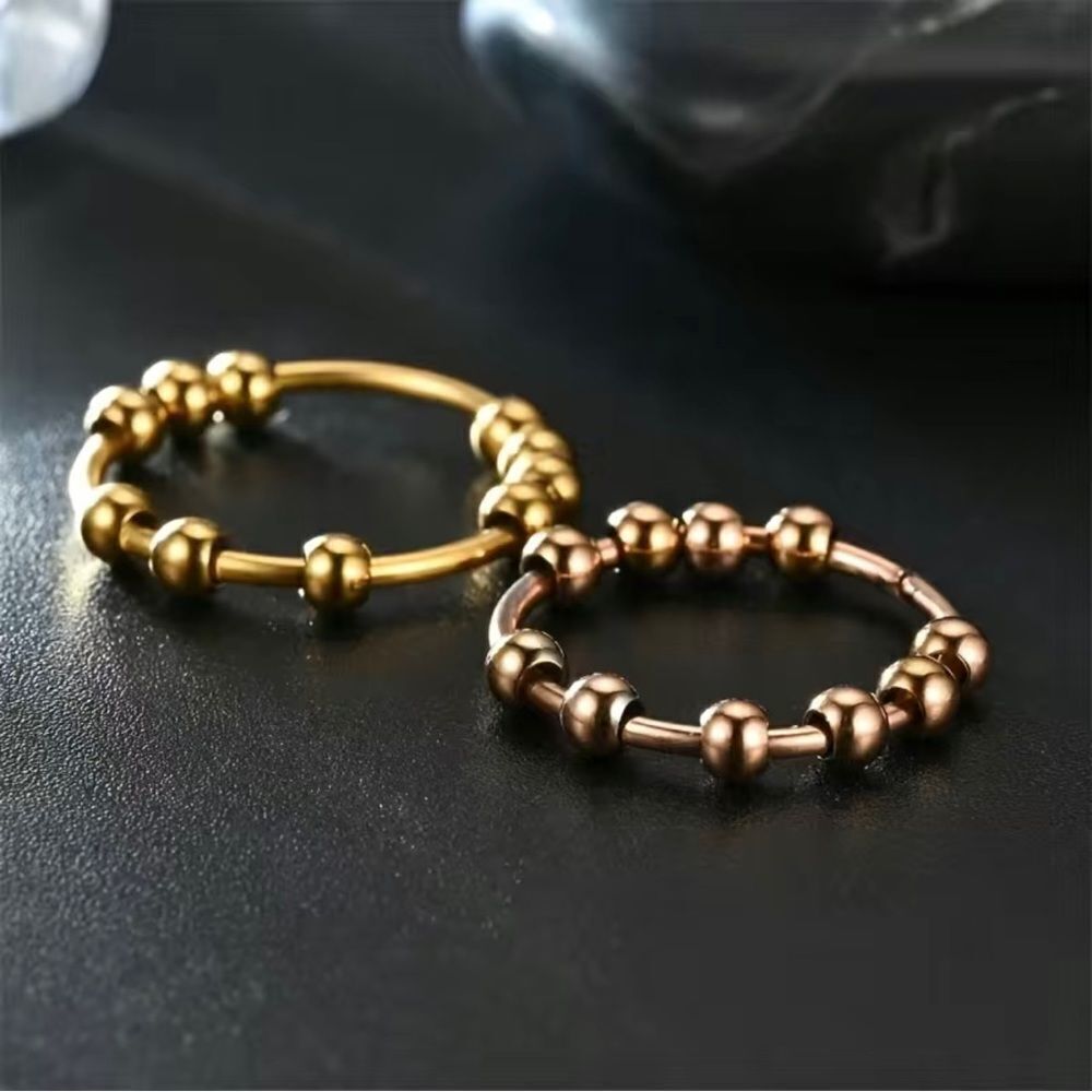 NEW Size 7, 10 bead anxiety ring, fidget ring beads turn, anxiety ring, silver - Picture 4 of 9
